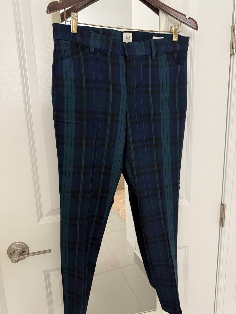 GAP Men's Navy and Green Plaid Slim Dress Pants size 8
